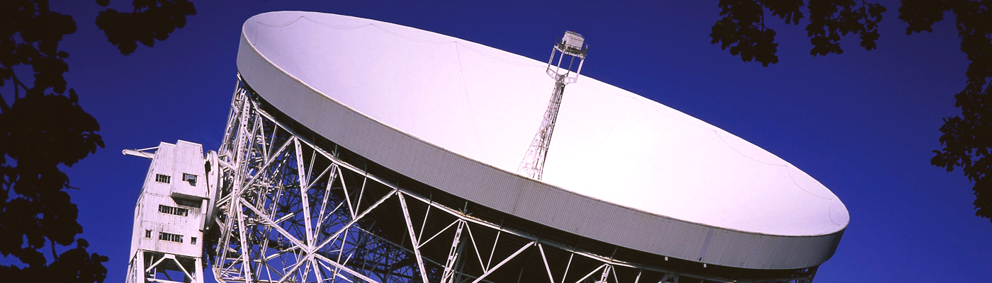 Radio telescope dish at Jodrell Bank.