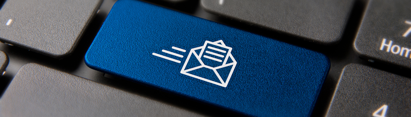 newsletter_banner_1400x400 Keyboard button with newsletter symbol on it.