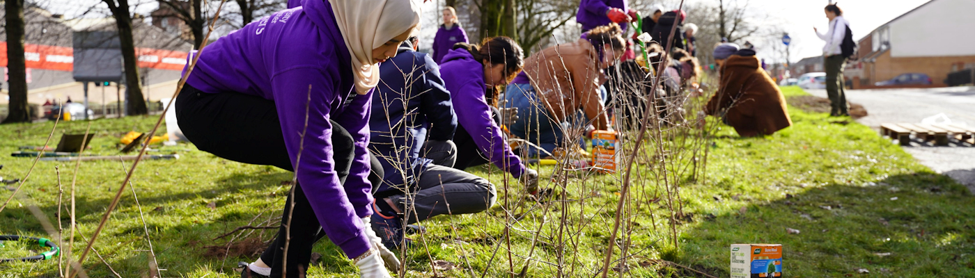 Students involved in a community project.